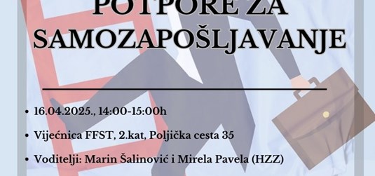 Prvi korak prema karijeri: prijave na radionicu pod nazivom “Potpore za samozapošljavanje”